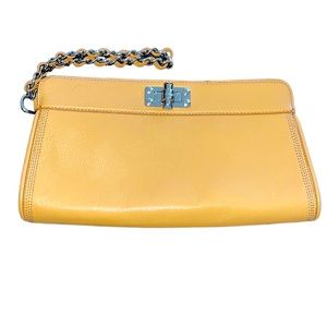 CALVIN KLEIN Tan Clutch with Strap~Silver Tone Hardware